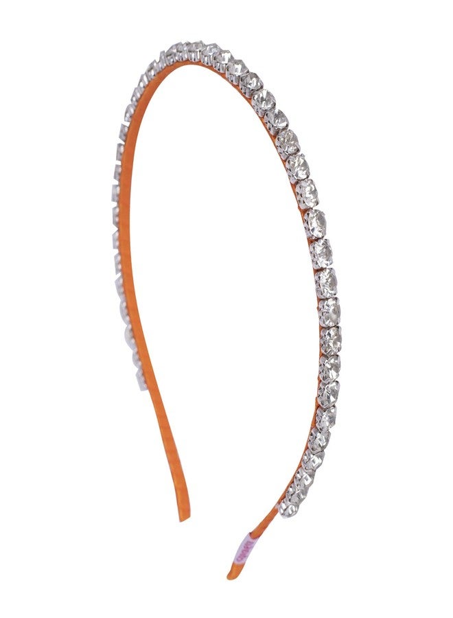 Choko Handmade Bead work Hairband Orange and Off white -CHK052A - Image 5