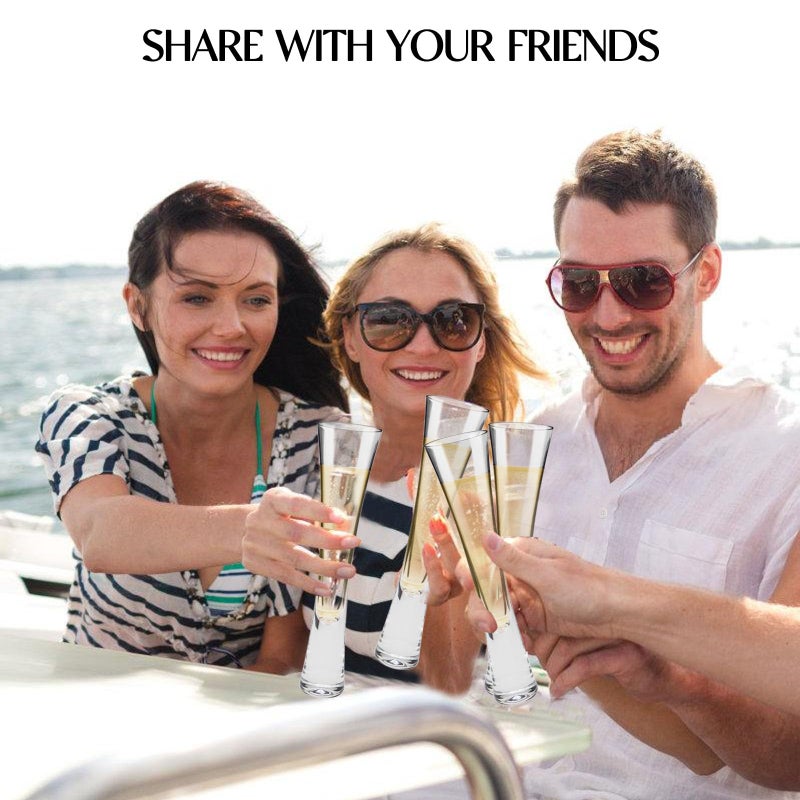 Yaschmo Champagne Flutes Set of 4, Hand Blown Crystal Champagne Glasses, Modern Unique Design, Lead-Free Prosecco Glasses, Elegant Toasting Glasses Gift for Wedding, Anniversary, Birthday, Christmas - Image 5