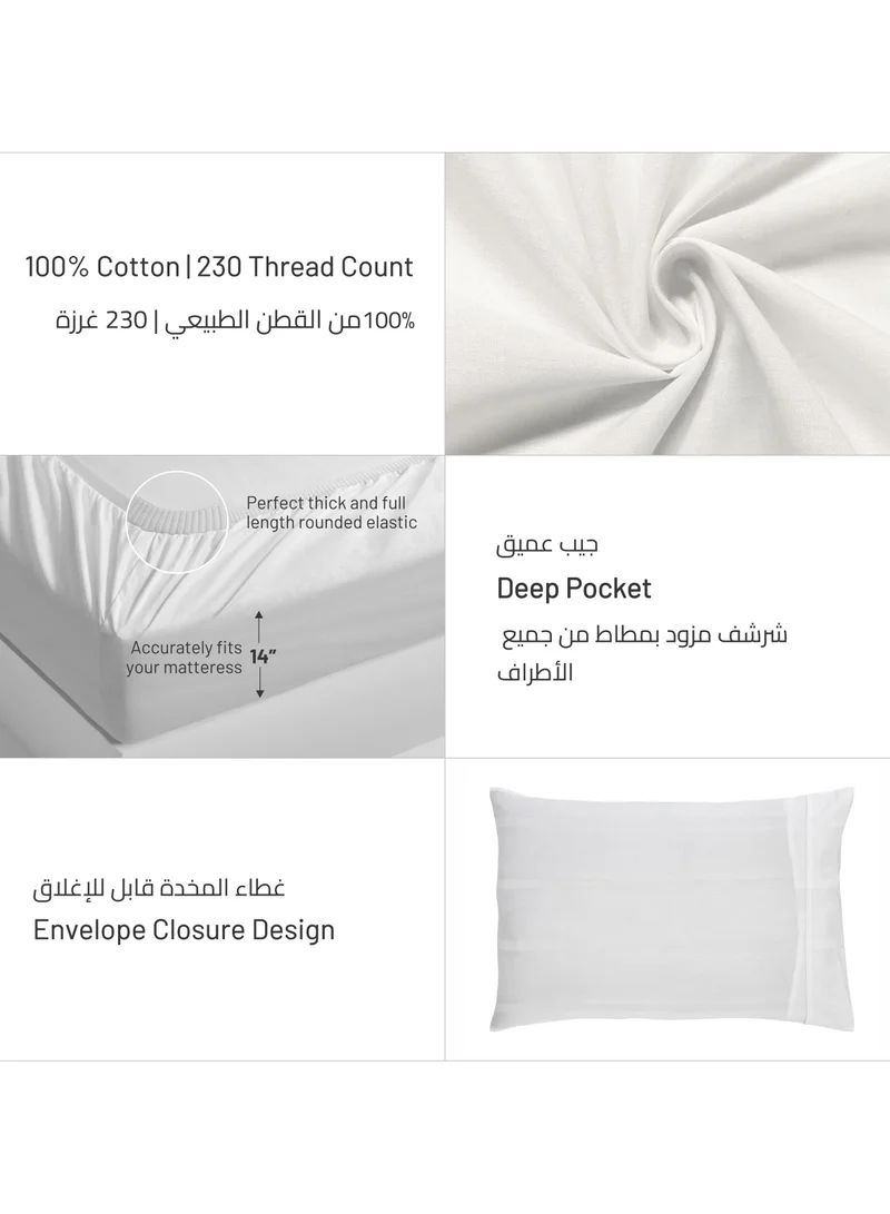 Donetella Cotton Comforter Set 6-Pcs Double Size All Season Reversible Printed Bedding Set With Super Soft Down Alternative Filling,Milk White