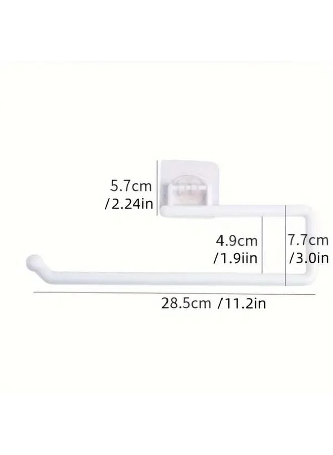 White Wall Mounted Paper Towel Holder And Rice Washing Sieve No Drill Kitchen Storage Rack - Image 4