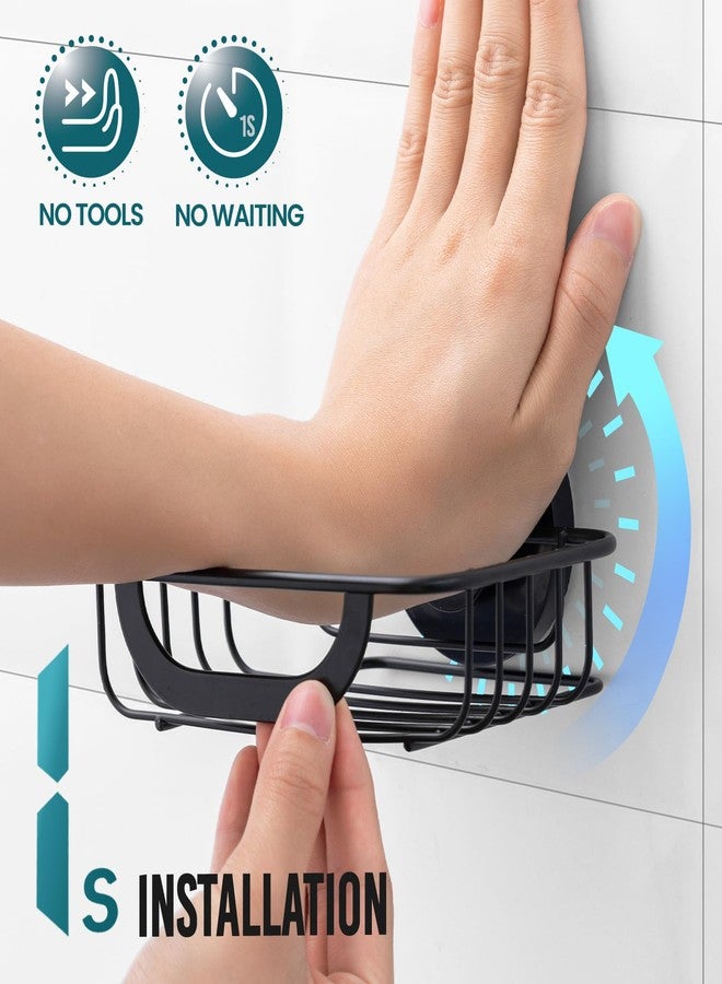 TAILI Soap Bar Holder Dish with Hooks, Shower Soap Tray Saver Suction Cup with Razor Holder for Wall, Rustproof Stainless Steel Bath Shampoo Caddy for Bathroom Accessories Organizer,Sink,Black - Image 3