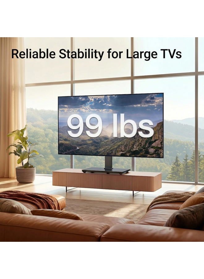 PERLESMITH Universal Swivel TV Stand Base, Table Top TV Stand for 37 to 65, 70 inch LCD LED TVs, Height Adjustable TV Mount Stand with Tempered Glass Base, VESA 600x400mm, Holds up to 88lbs, PSTVS13 - Image 3