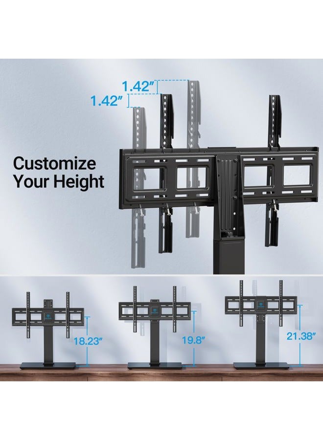 PERLESMITH Universal Swivel TV Stand Base, Table Top TV Stand for 37 to 65, 70 inch LCD LED TVs, Height Adjustable TV Mount Stand with Tempered Glass Base, VESA 600x400mm, Holds up to 88lbs, PSTVS13 - Image 5
