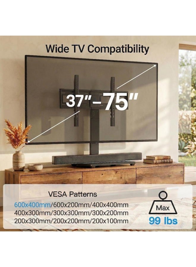PERLESMITH Universal Swivel TV Stand Base, Table Top TV Stand for 37 to 65, 70 inch LCD LED TVs, Height Adjustable TV Mount Stand with Tempered Glass Base, VESA 600x400mm, Holds up to 88lbs, PSTVS13 - Image 2