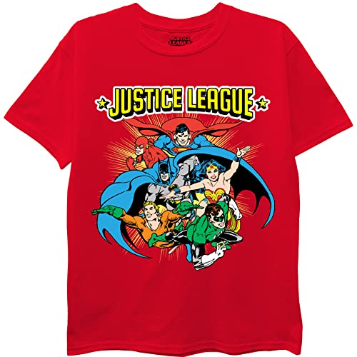 DC Comics Unisex Child Batman, Superman, Justice League 3 Pack T-Shirt Bundle Set T Shirt, Royal/Grey/Red, 6 7 US - Image 3