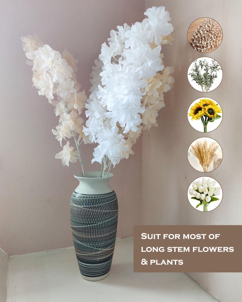 HUBUISH Ceramic Rustic Farmhouse Vase, 12.6" Large Vintage Flower vase for Home Decor, Tall Boho Textured Vases for Living Room, Table, Mantel, Shelf and Centerpieces Decor and Housewarming (C) - Image 2