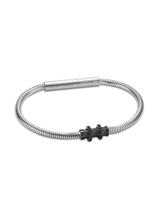 شيروتي 1881 Cerruti 1881 Flavio Silver Stainless Steel Cable with Grey Small Motif Bracelet for Men