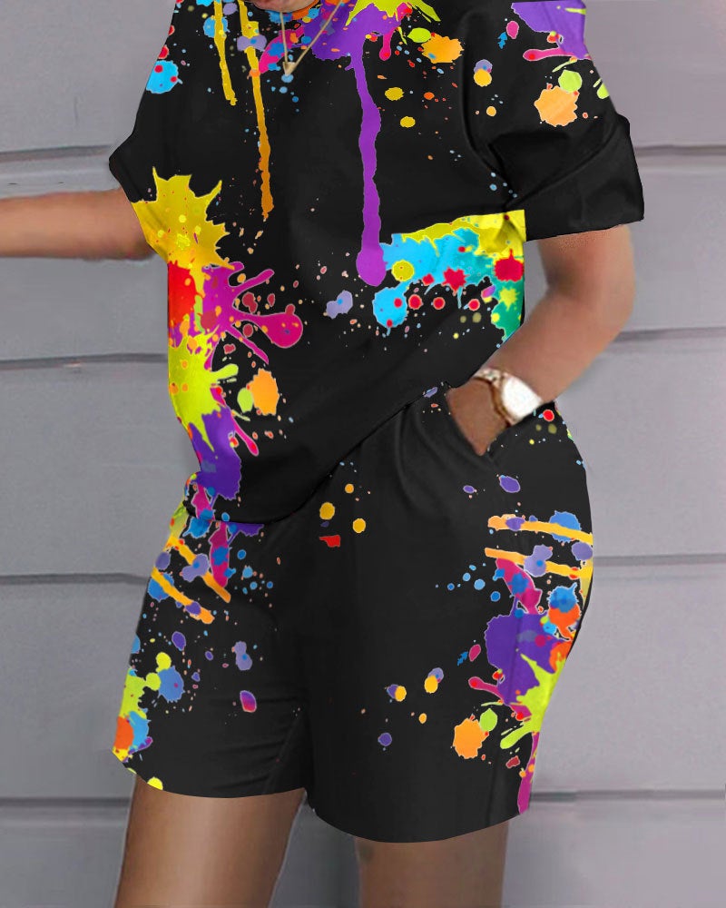 Hip-Hop Street Trendy Plus-Size Womens Casual Outfit Explosive Black Print