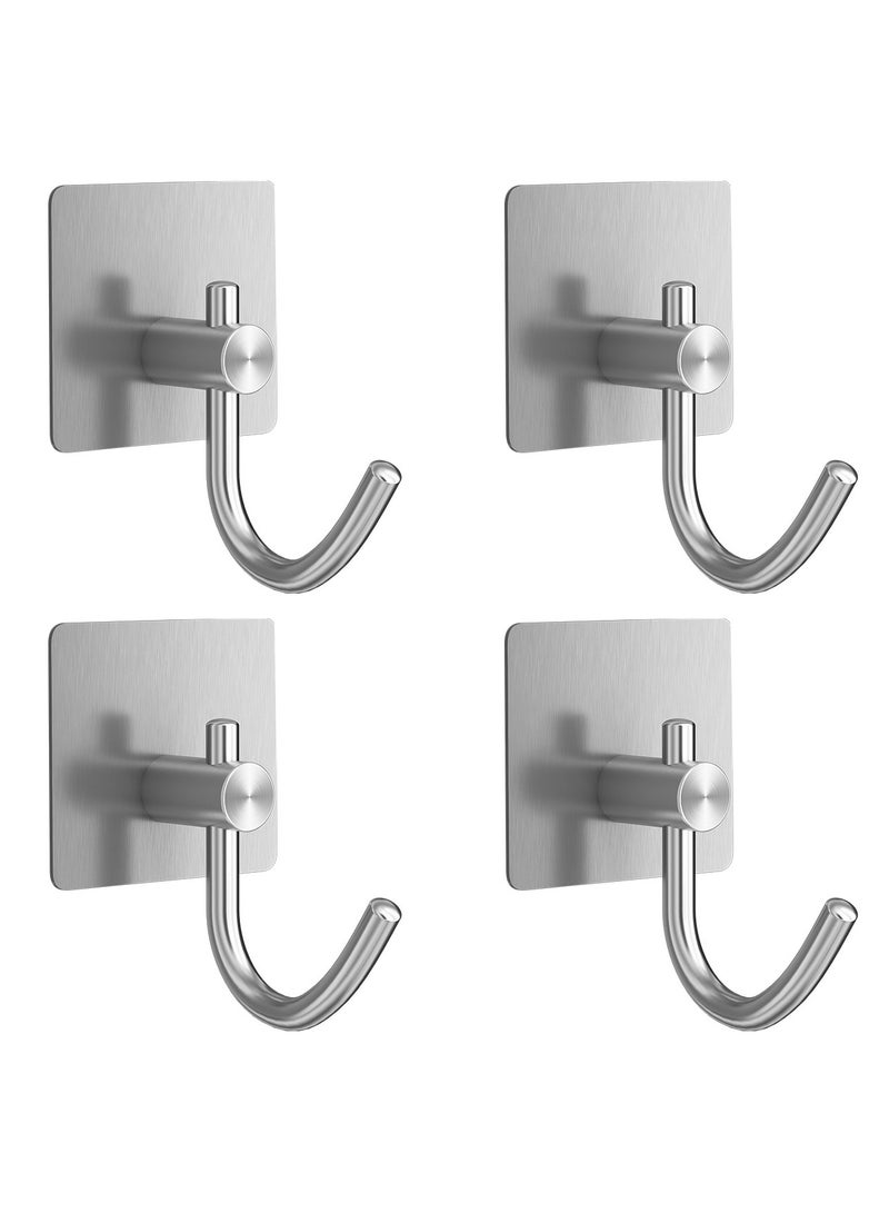 معطف من 4 قطع من الفولاذ المقاوم للصدأ وخطاف رداء فضي 4.5 * 4.5 * 5.5 سم - Image 1