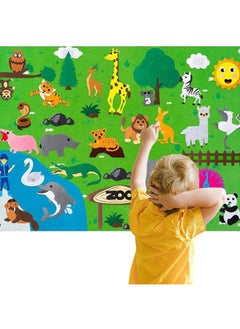 Generic Zoo Animals Felt Board Story Set for Toddlers Felt Jungle Animals Toys Figures Teaching Wall Flannel Board for Preschool Crafts Activity Early Learning Storytelling  - Image 1