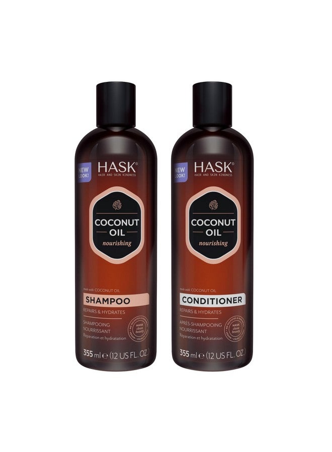 هاسك مجموعة شامبو وبلسم مغذي بجوز الهند لجميع أنواع الشعر، ألوان آمنة، خالية من الغلوتين، خالية من الكبريتات، خالية من البارابين، لم يتم الإساءة إلى الحيوانات لتصنيعها، 1 شامبو و1 بلسم - Image 1