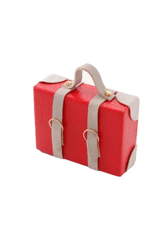 Red Miniature Dollhouse Suitcase 1 12 Scale Handmade Doll Accessory Gift - Image 1