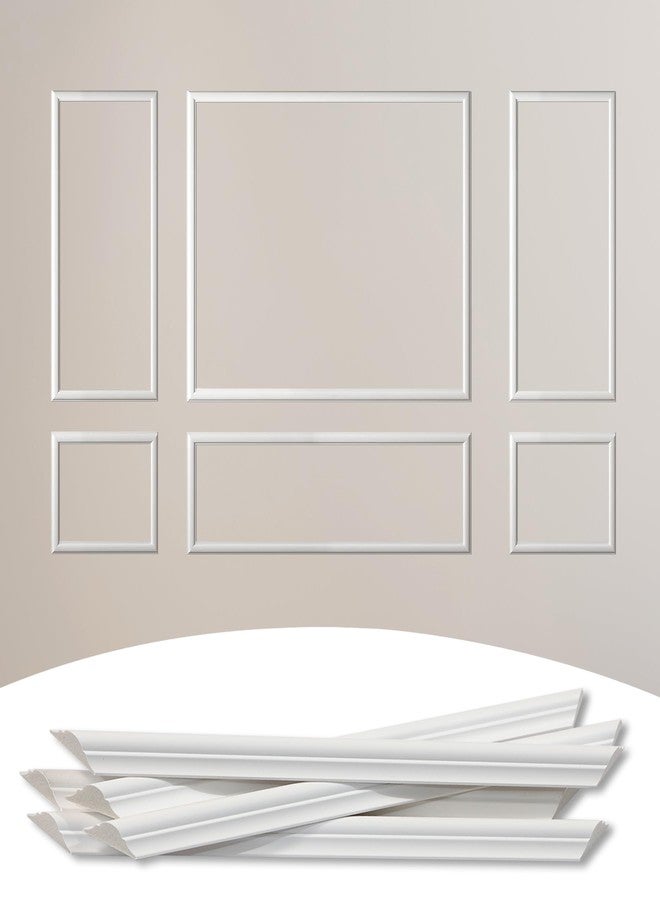 Lunghaa 6-Frame Premade Accent Wall Molding Kit, Ready-to-Assemble Wainscoting Panels, Pre-Cut Chair Rail Moulding Trim for Home Décor - Image 1