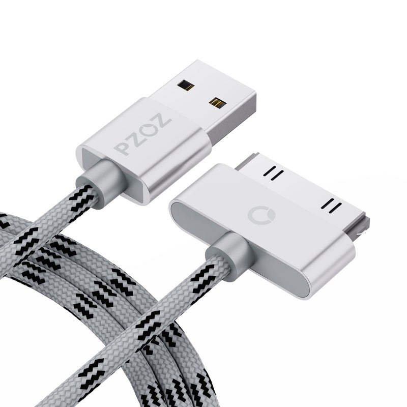 pzoz 30 Pin Cable for iPhone 4s/4/3G/3Gs, USB Charging and Charger Cable Sync Connector Data Cable for iPhone 4/ 4s, Old iPad 3/2/1 Generations,iPod Classic Touch Nano (3.3 Feet) (Gray) - Image 1