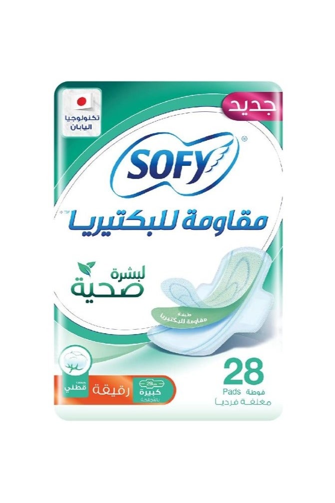 صوفي فوط صحية سوفي سليم مضادة للبكتيريا، كبيرة، 29 سم، 28 قطعة - Image 1