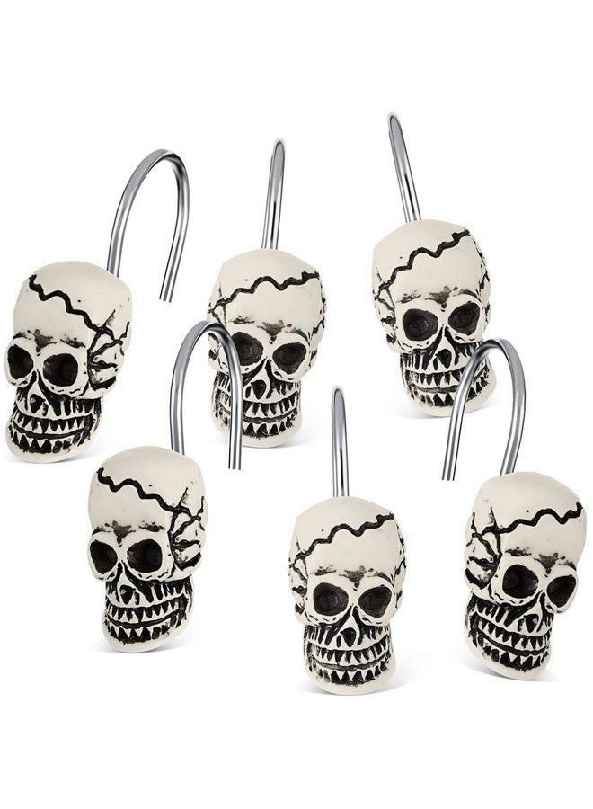 Jetec Jetec 12 Pcs Skull Shower Curtain Hooks Halloween Shower Rings Decorative Skeleton Curtain Hook Rings Stainless Steel Bathroom Hooks with Skull Decor for Home Halloween (Spooky Style)  - Image 1