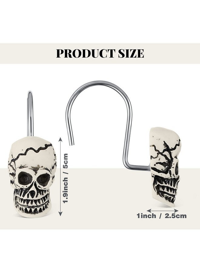 Jetec Jetec 12 Pcs Skull Shower Curtain Hooks Halloween Shower Rings Decorative Skeleton Curtain Hook Rings Stainless Steel Bathroom Hooks with Skull Decor for Home Halloween (Spooky Style)  - Image 2