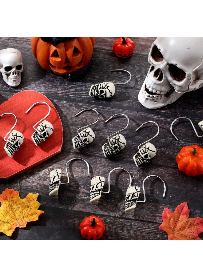 Jetec Jetec 12 Pcs Skull Shower Curtain Hooks Halloween Shower Rings Decorative Skeleton Curtain Hook Rings Stainless Steel Bathroom Hooks with Skull Decor for Home Halloween (Spooky Style)  - Image 4