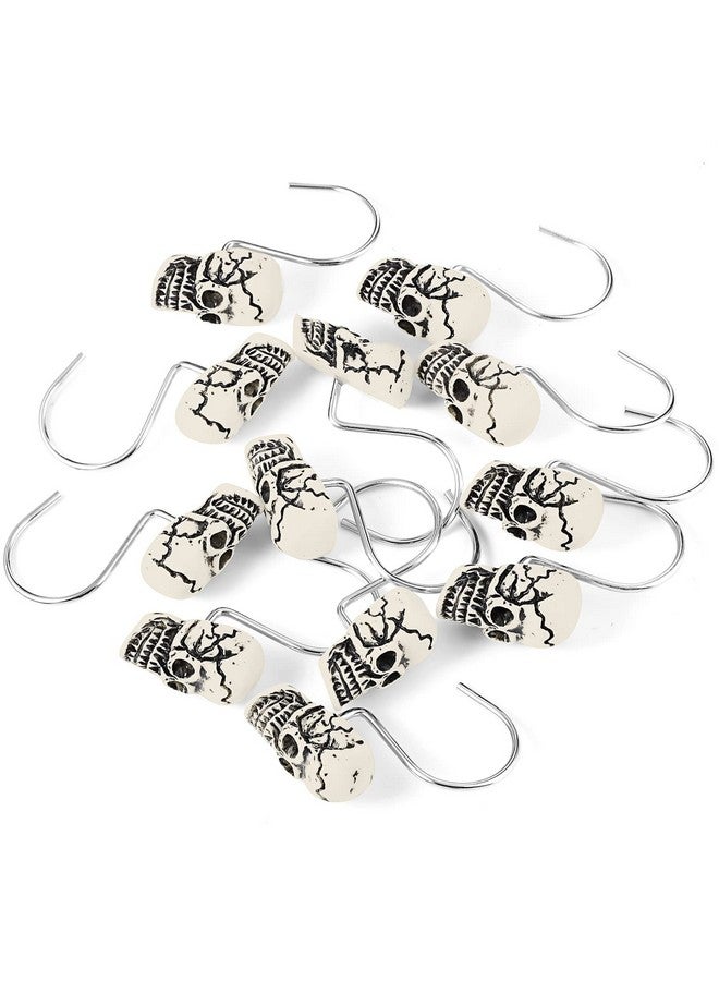 Jetec Jetec 12 Pcs Skull Shower Curtain Hooks Halloween Shower Rings Decorative Skeleton Curtain Hook Rings Stainless Steel Bathroom Hooks with Skull Decor for Home Halloween (Spooky Style)  - Image 3