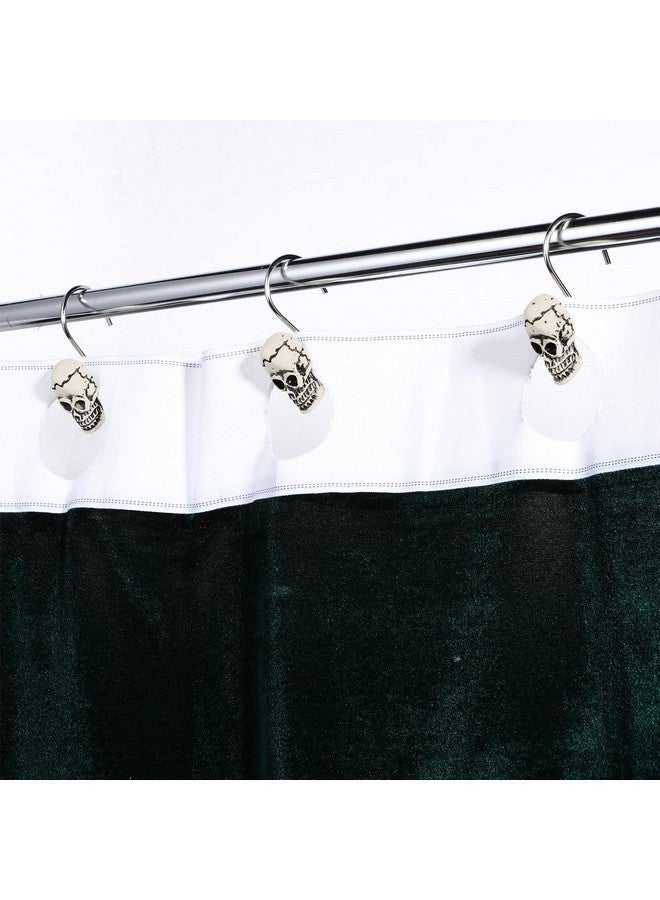 Jetec Jetec 12 Pcs Skull Shower Curtain Hooks Halloween Shower Rings Decorative Skeleton Curtain Hook Rings Stainless Steel Bathroom Hooks with Skull Decor for Home Halloween (Spooky Style)  - Image 5