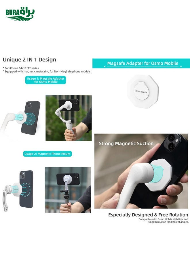 BURAQ For DJI OM6 / 5 / 4 / 4 SE  Sunnylife ZJ561 Magsafe Adapter Phone Holder (White)  - Image 3