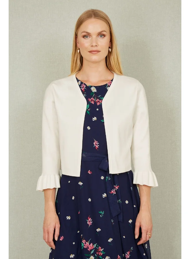 Yumi Ivory Cropped Cardigan With Bell Sleeves