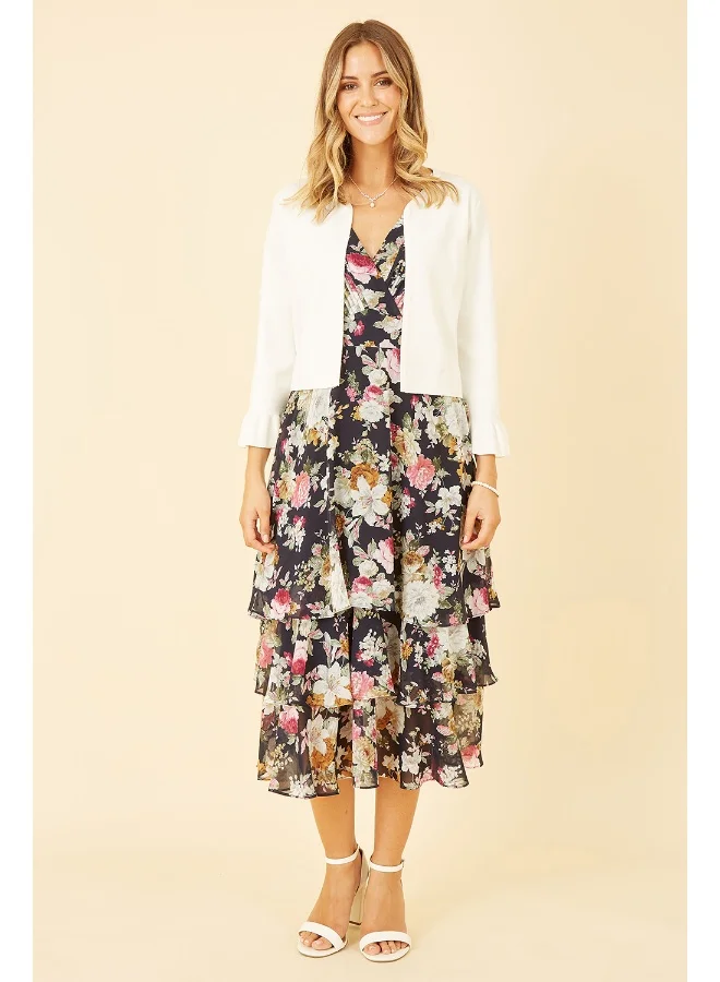 Yumi Ivory Cropped Cardigan With Bell Sleeves