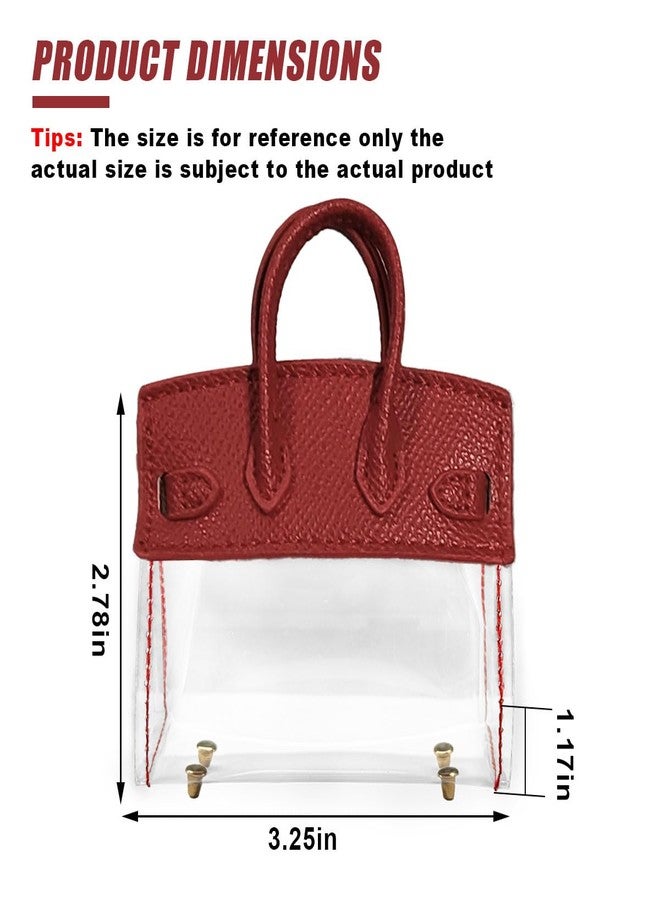 DUSCOKE Mini Creative Handbag Car Key Case, Exquisite Transparent Key Chain Holder Bag, Cute Key Fob Keychain Case Small Handbag for Woman Girl (Red) - Image 2