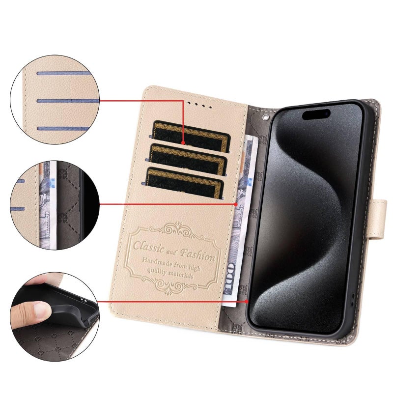 Protective Case | Beige | Shockproof Cover for iPhone 14 / 14 Plus / 14 Pro / 14 Pro Max | Card Holder | Kickstand - Image 5