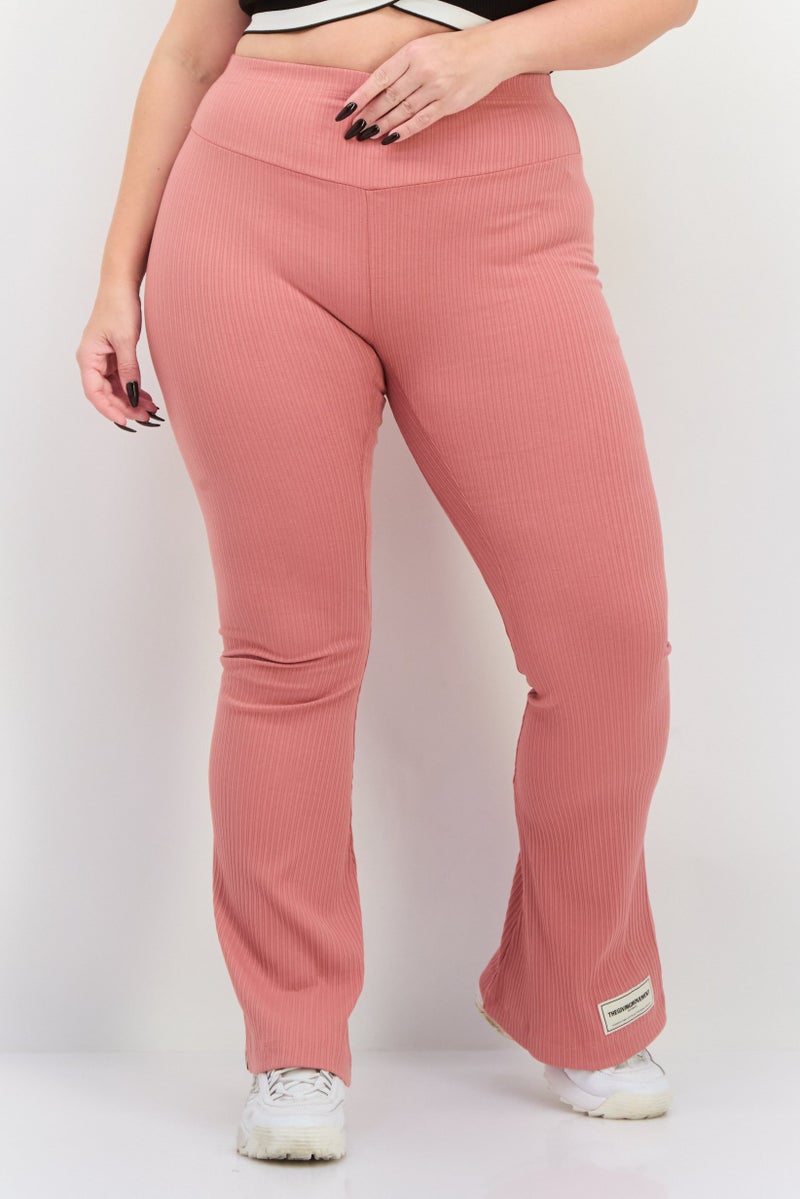 The Giving Movement Women Ribbed Pull On Wide Leg Pants, Pale Rose - Image 1