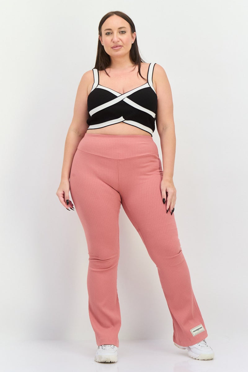 The Giving Movement Women Ribbed Pull On Wide Leg Pants, Pale Rose - Image 2
