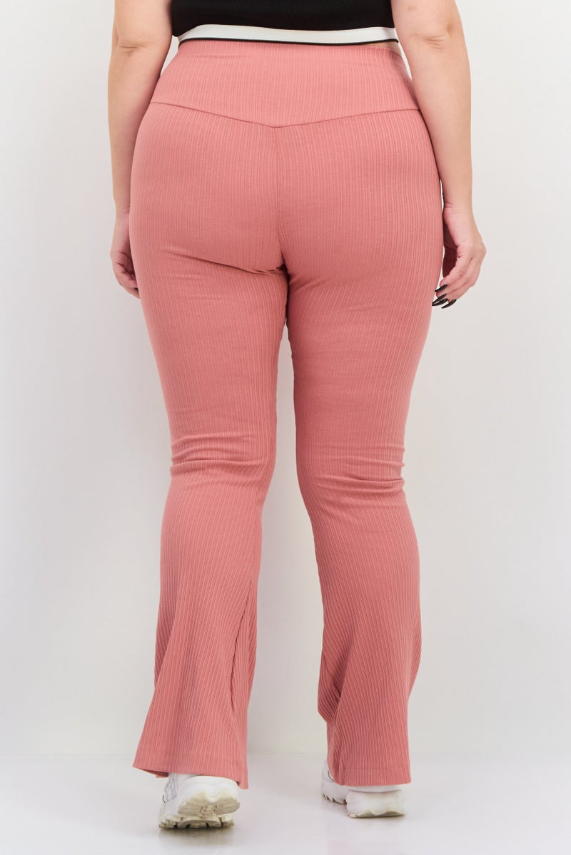 The Giving Movement Women Ribbed Pull On Wide Leg Pants, Pale Rose - Image 3