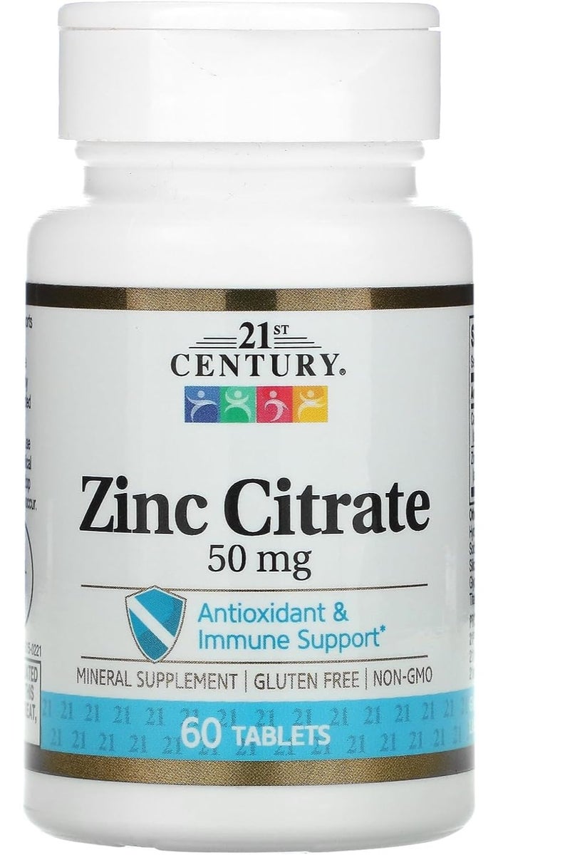 21st Century Zinc Citrate Tablets 50mg, 60 Count 2 months supply - Image 1