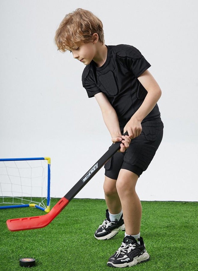 Topeter Kids Padded Compression Shirt w/ 6 Pads for Parkour Rugby Baseball Extreme Exercise Suit for Boys YL Black - Image 3