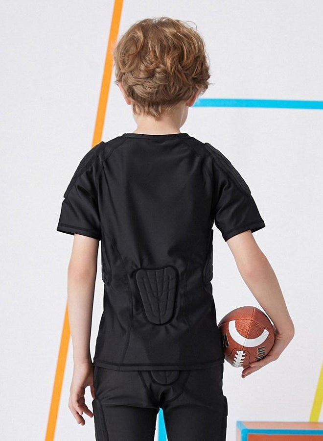 Topeter Kids Padded Compression Shirt w/ 6 Pads for Parkour Rugby Baseball Extreme Exercise Suit for Boys YL Black - Image 5