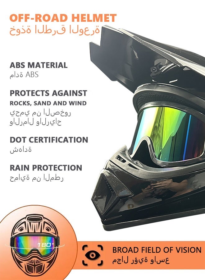 Generic Off-road helmet full face helmet with goggles professional racing helmet Blue line  - Image 2
