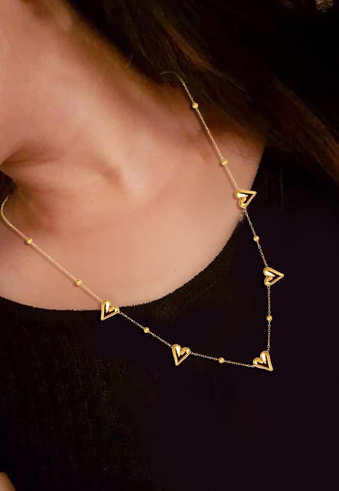 MEENAZ pendant necklace for women Love necklace for woman Gold Heart chains for women stylish/Locket Jewellery Set for Women Anti tarnish jewelry |Stainless Steel Valentine Gifts for Girlfriend 89 - Image 2
