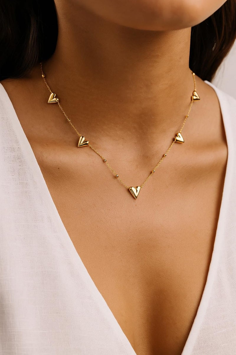 MEENAZ pendant necklace for women Love necklace for woman Gold Heart chains for women stylish/Locket Jewellery Set for Women Anti tarnish jewelry |Stainless Steel Valentine Gifts for Girlfriend 89 - Image 3