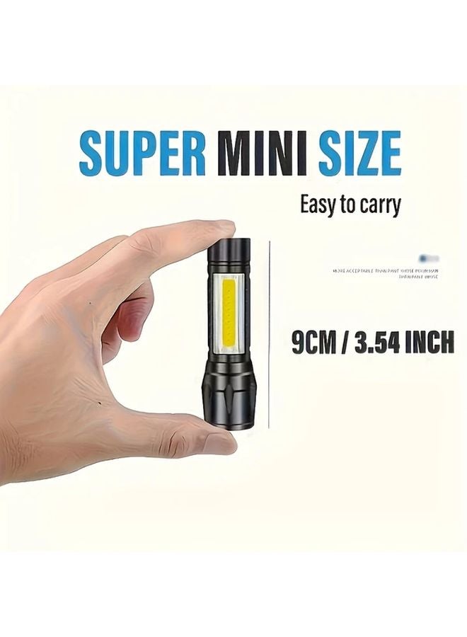 6pcs Mini LED Flashlights USB Rechargeable COB Work Light Retractable Zoom For Outdoor Camping - Image 4