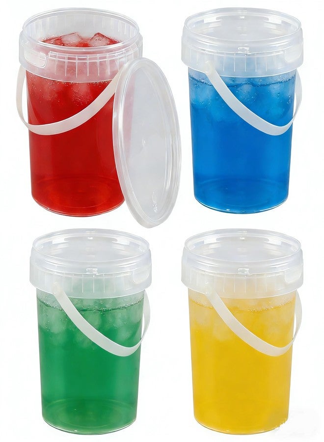 Xyskin 10 Pack Round Plastic Bucket Food Storage Containers, 28 oz Deli Containers with Lid and Handle, Clear Storage Jars Mini Storage for DIY Slime Making, Candy, Art Crafts, Ice Cream, Soup - Image 5