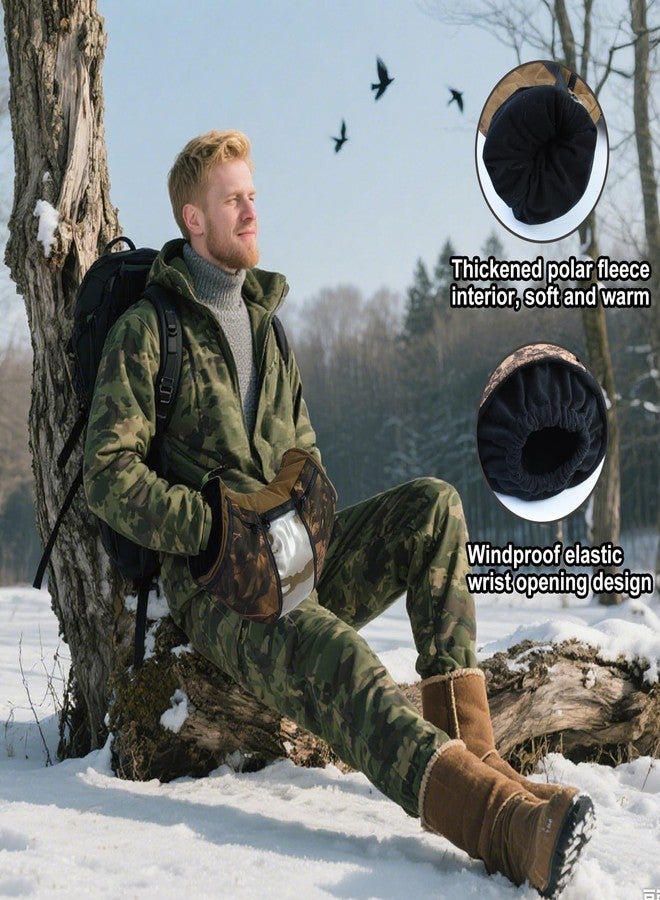 Emsiok Camo Hunting Hand Warmer Pouch, Polar Fleece Warm Hand Muff Insulated Hunter Hands Warming Pouch Camouflage Hunting Gear with Phone Touchscreen for Men Women Hiking Camping Ice Fishing Cold Protection - Image 4