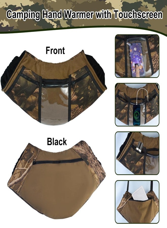 Emsiok Camo Hunting Hand Warmer Pouch, Polar Fleece Warm Hand Muff Insulated Hunter Hands Warming Pouch Camouflage Hunting Gear with Phone Touchscreen for Men Women Hiking Camping Ice Fishing Cold Protection - Image 2