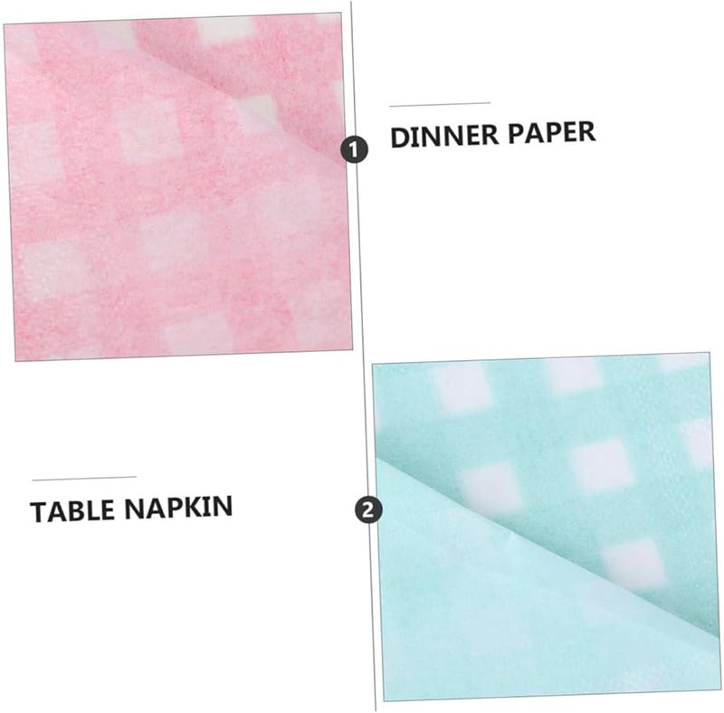 مناديل ورقية مربعة باللونين الأخضر والوردي 80 قطعة لتزيين طاولة نزهة حفلة العطلة - Image 4