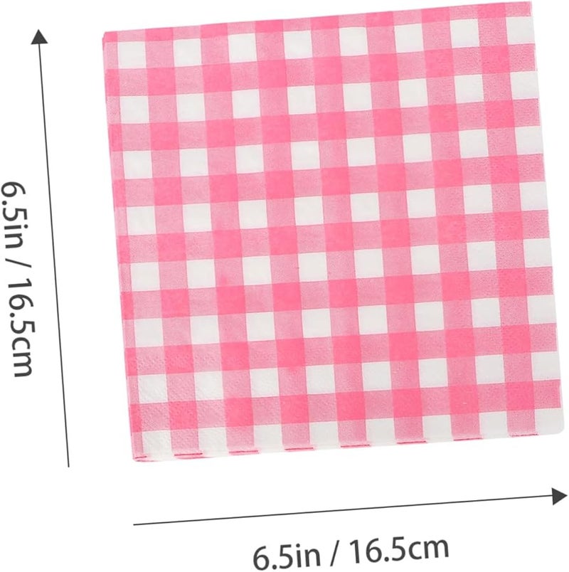 مناديل ورقية مربعة باللونين الأخضر والوردي 80 قطعة لتزيين طاولة نزهة حفلة العطلة - Image 3