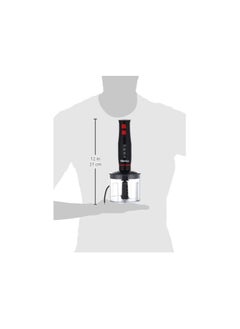 Mienta Mienta 450W Hand Blender - Black, Model HB111138B, Anti-Splash Stainless Steel Body Turbo Function 500ml Chopper + 2 Electric Blades 600ml Graduated Beaker + Stainless Steel Whisk  - Image 3