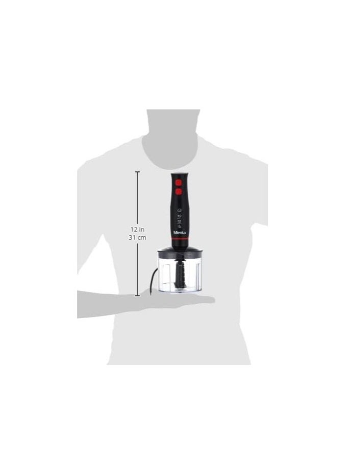 Mienta Mienta 450W Hand Blender - Black, Model HB111138B, Anti-Splash Stainless Steel Body Turbo Function 500ml Chopper + 2 Electric Blades 600ml Graduated Beaker + Stainless Steel Whisk  - Image 3