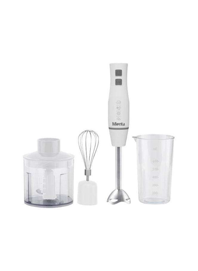 Mienta Mienta 450W Hand Blender - Black, Model HB111138B, Anti-Splash Stainless Steel Body Turbo Function 500ml Chopper + 2 Electric Blades 600ml Graduated Beaker + Stainless Steel Whisk  - Image 2