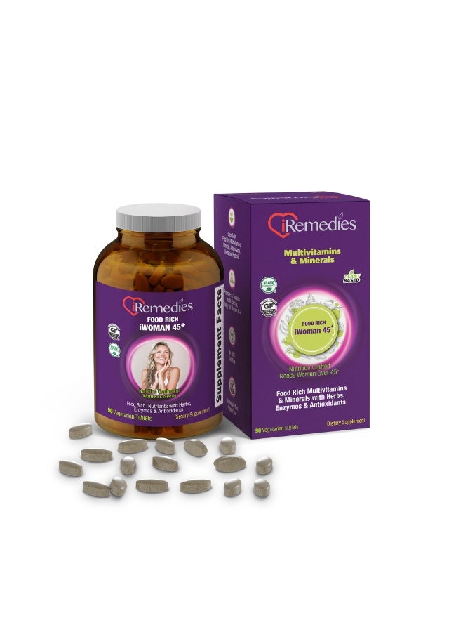 iRemedies iWoman 45+ Multivitamins - Women's Multivitamin for Hormonal Balance, Bone, and Heart Health - 90 Tablets - Image 1