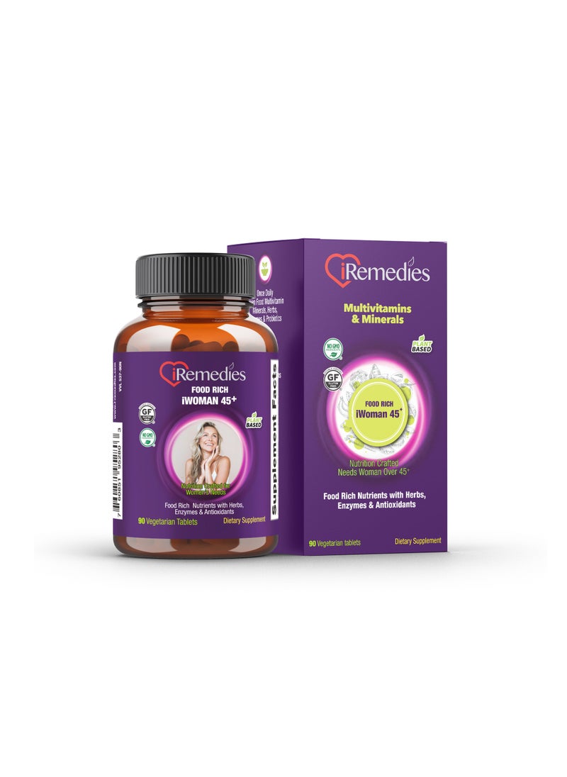 iRemedies iRemedies iWoman 45+ Multivitamins - Women's Multivitamin for Hormonal Balance, Bone, and Heart Health - 90 Tablets  - Image 1