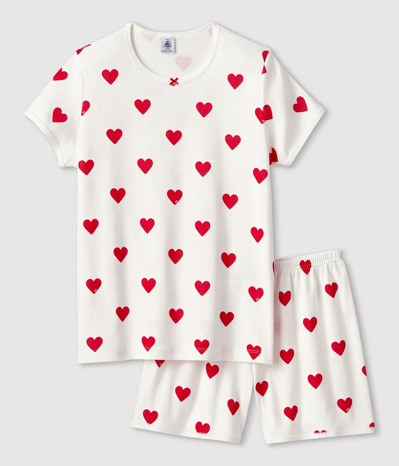 بيتي باتو Girls' Heart Patterned Cotton Short Pyjamas